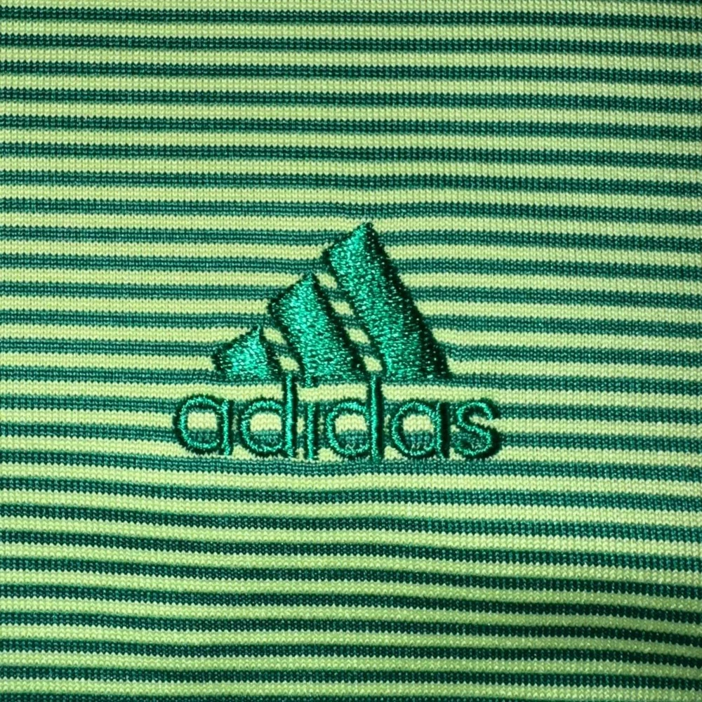 Adidas Polo Shirt Men XL Green Micro Stripe Climalite Short‎ Sleeve Golf Top
